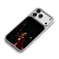 Aryna Sabalenka swings racket to hit tennis ball Phone Case
