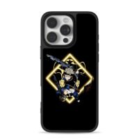 Asta Black Clover dual demon swords golden neon framed art Phone Case