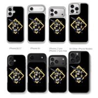 Asta Black Clover dual demon swords golden neon framed art Phone Case