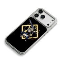 Asta Black Clover dual demon swords golden neon framed art Phone Case