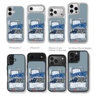 Cartoon blue robot overthinking solves nothing graffiti print Phone Case