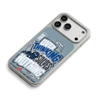 Cartoon blue robot overthinking solves nothing graffiti print Phone Case