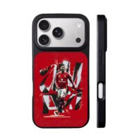 Amad Diallo Manchester United No 16 footballer art on red background Phone Case