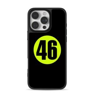 Black 46 on neon green circle VR46 racing logo Phone Case