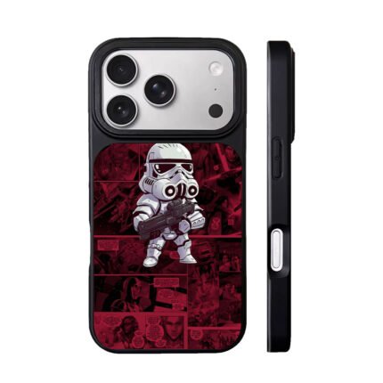 Chibi StarWars Stormtrooper burgundy comic collage Phone Case