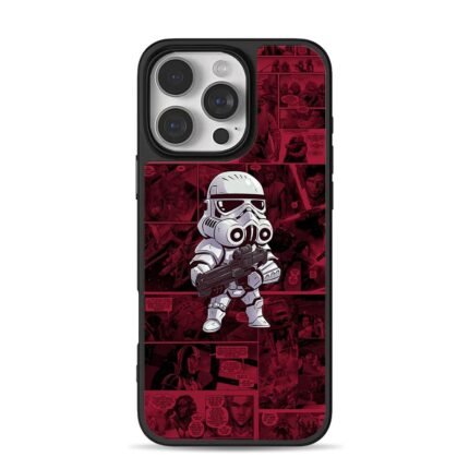 Chibi StarWars Stormtrooper burgundy comic collage Phone Case