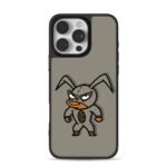Cartoon angry lucha bunny wrestler on gray backdrop Phone Case