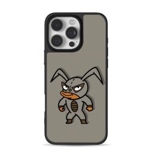 Cartoon angry lucha bunny wrestler on gray backdrop Phone Case