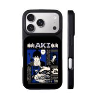 Chainsaw Man Aki Hayakawa manga art with wolf and kon Phone Case