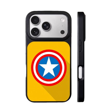 Captain America shield logo on bright yellow background Phone Case