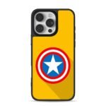 Captain America shield logo on bright yellow background Phone Case