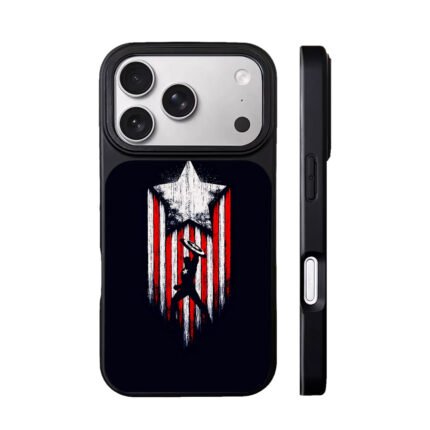 Captain America silhouette shield star stripe art Phone Case