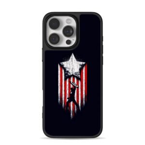 Captain America silhouette shield star stripe art Phone Case