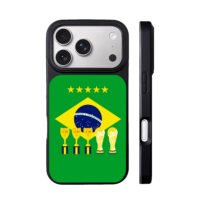 Brazil football flag five stars World Cup trophies Phone Case