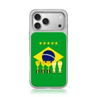 Brazil football flag five stars World Cup trophies Phone Case