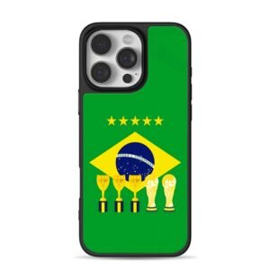 Brazil football flag five stars World Cup trophies Phone Case