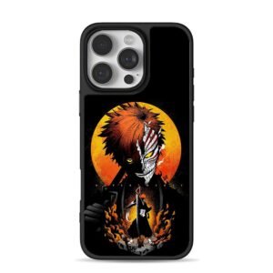 Bleach Ichigo half hollow mask art with moon fire Phone Case
