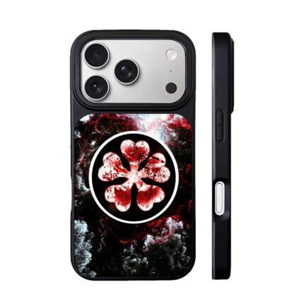 Black Clover five leaf clover red space nebula art Phone Case