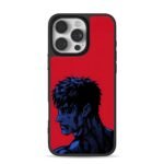 Berserk Guts manga warrior side profile on red background Phone Case