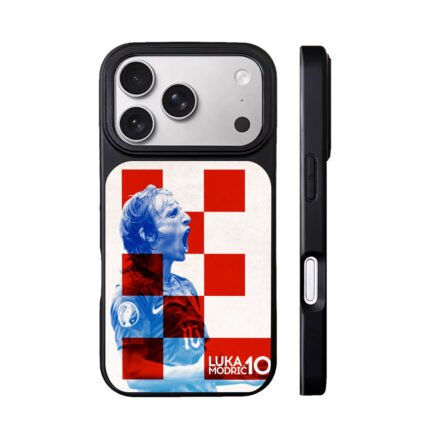 Checkered Luka Modric 10 Croatian player cheering Phone Case