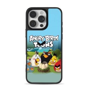 Angry Birds Toons cartoon birds gathered around a bird nest on grass Phone Case