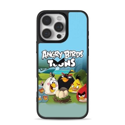 Angry Birds Toons cartoon birds gathered around a bird nest on grass Phone Case