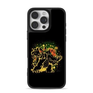 Bowser from Mario graffiti gold green splatter art Phone Case