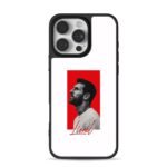 BW side profile Lionel Messi red bg Lionel script Phone Case