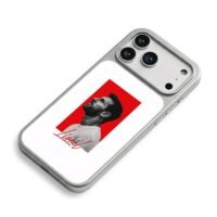 BW side profile Lionel Messi red bg Lionel script Phone Case