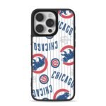 Chicago Cubs bear logos CHICAGO pinstriped pattern Phone Case for iPhone 11-17 & Samsung Galaxy S24-S26