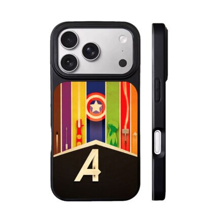 Avengers retro striped hero icon art with letter A Phone Case
