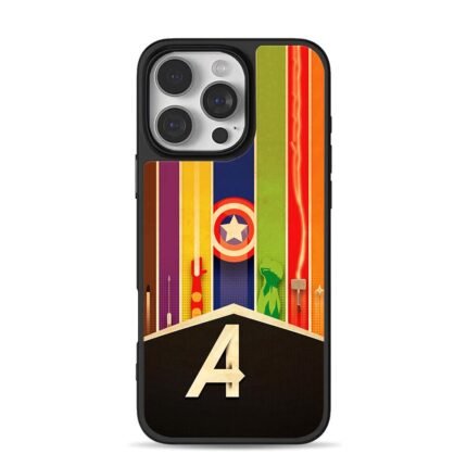 Avengers retro striped hero icon art with letter A Phone Case