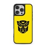 Black Transformers Autobot logo on bright yellow background Phone Case