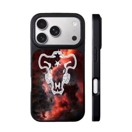 Black Clover Black Bulls logo on red cosmic nebula Phone Case