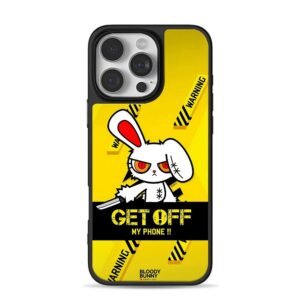 Bloody Bunny angry knife warning get off yellow Phone Case