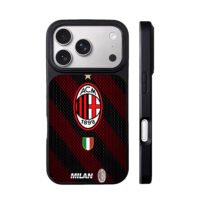 AC Milan club badge red black striped jersey pattern with Italian flag Phone Case