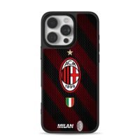 AC Milan club badge red black striped jersey pattern with Italian flag Phone Case