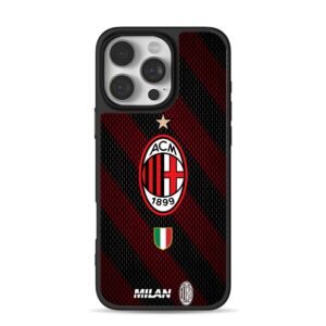 AC Milan club badge red black striped jersey pattern with Italian flag Phone Case