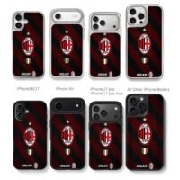 AC Milan club badge red black striped jersey pattern with Italian flag Phone Case