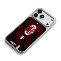 AC Milan club badge red black striped jersey pattern with Italian flag Phone Case
