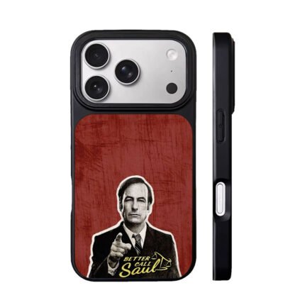 Better Call Saul Goodman pointing maroon art Phone Case