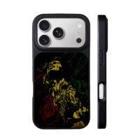 Bob Marley playing guitar with rasta colors Phone Case