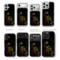 Bob Marley playing guitar with rasta colors Phone Case