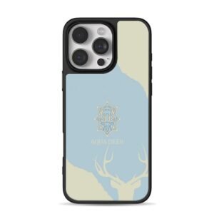 Aqua deer crest antler silhouette blue beige print Phone Case
