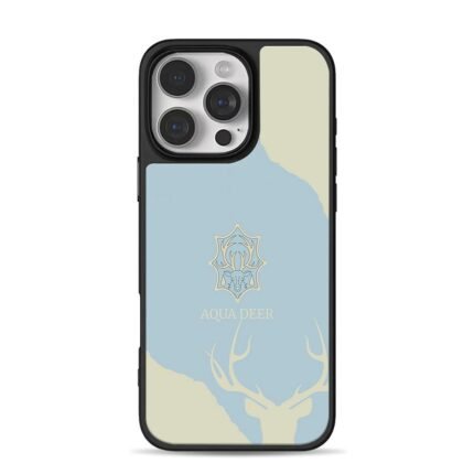 Aqua deer crest antler silhouette blue beige print Phone Case