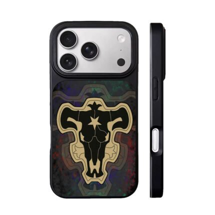 Black Clover Black Bulls bull skull logo on dark backdrop Phone Case