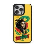 Bob Marley graffiti art red green yellow text Phone Case