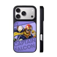 Captain Falcon Super Smash Bros on purple backdrop Phone Case