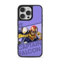Captain Falcon Super Smash Bros on purple backdrop Phone Case