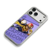 Captain Falcon Super Smash Bros on purple backdrop Phone Case